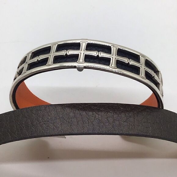 Brighton Christo Rome Cuff Bracelet withh Leather Inserts - Picture 2 of 5